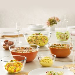BOROSIL Set Of 2 Transparent Solid Glass Mixing & Serving Bowls With Lid image 2