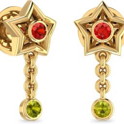 PC Jeweller The Reva Yellow Gold 22kt Sapphire, Garnet Stud Earring-image-33