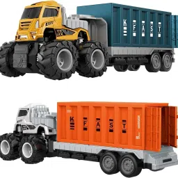 Die Cast Logistic Transport Truck Friction Powered Car Carrier Trailer Toy kids-28