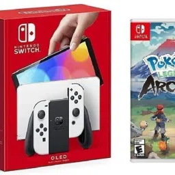 NINTENDO Switch OLED Console with White Joy Con 64 GB with Pokemon Legends Arceus-24