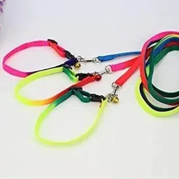 sip Multicolore Rainbow Collar and Leash Set with Bell for Extra Small ,Puppies Cats Dog & Cat Collar & Leash image 4