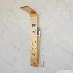 Dot Shower Panel - Sayflow with Hydropowered LED Light + Digital Display & 5 Water Functions With Top Rainfall Water Outlet, Waterfall Outlet-image-74