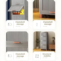 ms modstyle 4 Layer Stackable Foldable Plastic Storage Organizer Space Saving Cupboard PP Collapsible Wardrobe image 4