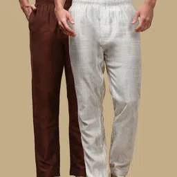 white heart Pack of 2 Ethnic Wear Viscose Blend Elasticated Waist with Side Pockets Men Pyjama-picture-45