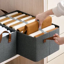 Polyester Clothes Organiser for Wardrobe 26Liter Box for Clothes Foldable Steel Frame M89 Storage Basket-11