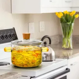 Stovetop Cooking Pot,Heat Resistant Serveware Mixing Pot,Glass Serving Bowl Cook and Serve Casserole-14