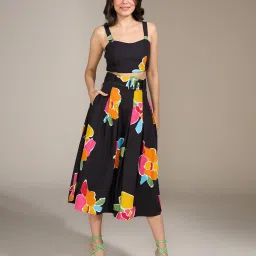 Women Fit and Flare Multicolor Midi/Calf Length Dress-image-72