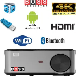 BOSS S21A Latest FHD 3D Android Smart Wi-Fi Bluetooth Projector | 6800 Lumens upto 300' Display with Native 1920X1080P (FHD) Resolution | Keystone Correction, HiFi Dolby Digital | 1 Year Warranty | (S21A) (6800 lm / Wireless / Remote Controller) Portable Projector image 2