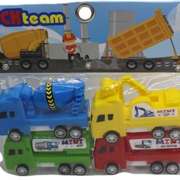 Set of 4 or pack of 4 cement mixer, dumper, oil tanker and jcb trucks-9