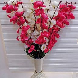 artificial blossom combo flowers for décor artificial combo blossom flower for home office garden party decoration (set of 2, color:-white&darkpink) Multicolor Peach Blossom Artificial Flower-12