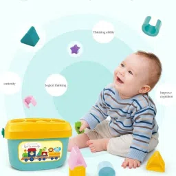 arizon Baby First Blocks-Shape Sorter Game & Alphabet Learning Toy with Storage Bucket image 5