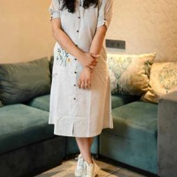 Women Printed Khadi Cotton A-line Kurta-image-3