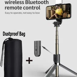 POZUB Bluetooth R1S Selfie Stick Tripod With LED Fill Light +Carry Bag+ Mobile Stand Tripod, Monopod, Monopod Kit, Tripod Ball Head, Tripod Bracket, Tripod Clamp, Tripod Kit image 5