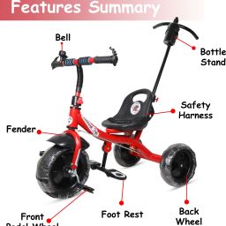 stepupp grow STP G RED COLOR PARENT HANDLE FOR KIDS AND BABY -07 Tricycle image 3