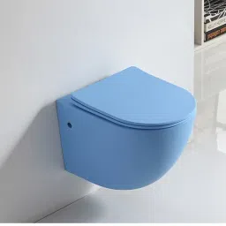 Wall Hung Water Closet with Soft Close Seat Cover in Sky Blue Colour Western Commode-image-29