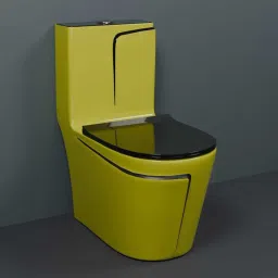 Premium Quality C023 Premium Quality Shining Yellow commode with Black Finishing Line and Round Western Commode-21