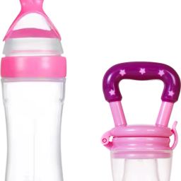 Baby spoon feeder bottle with fruit nibbler for feeding Teether and Feeder - Silicone-9