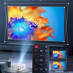 Omexcart 4K Decoding Short Throw Android Wifi6 BT 5.0 Dolby 9000 Lumens (600 Ansi) (9500 lm) Portable Projector image 2