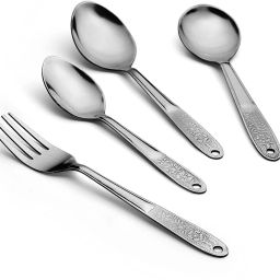 ajuss Sweety Cutlery Set With Stand |Spoon Set Stainless Steel | 24 Pieces Cutlery Set With Stand, Silver Stainless Steel Cutlery Set image 2