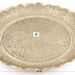 Brass Golden Heavy weighted Fancy Plate 26 cm Tray-image-23