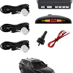 Car Reverse Parking White 4 Sensor With LED Display/Buzzer-17 Universal White Parking Sensor Safety Kit For Car-17 Parking Sensor-image-45