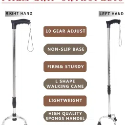 3 Leg Black Steel Hand Dori Height Adjustable Walking Stick Walking Stick-image-90