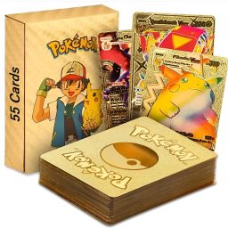 55 PCS Waterproof Golden Pokemon Playing Cards|V Series Vmax Gx Cards-27