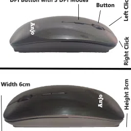 ANJO Combo Ultra Slim with 4 Buttons, 3 DPI Modes & Mouse Pad 9x7.5 Wireless Ambidextrous Optical Gaming Mouse with Bluetooth image 2