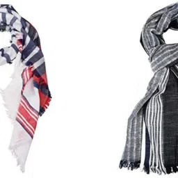 Self Design, Striped Pure Cotton Men Multicolor Fancy Scarf-image-31
