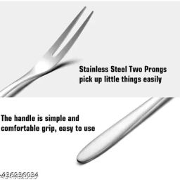 manorath Stainless Steel Fruit Forks Set of 16 Stylish & Durable,Smooth Grip for Easy Use Disposable Stainless Steel Table Spoon Set image 2