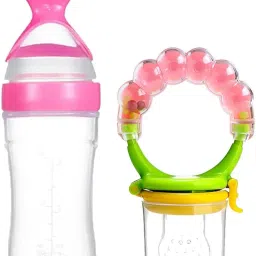 Pack of 2pcs Babies Silicone Spoon Food Feeder 90ml & Fruit Nibbler Feeder-33