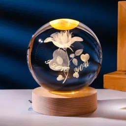 3D Rose Crystal Ball with LED Base – Romantic Gift for Valentine's & Home Décor Night Lamp-21