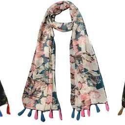 mss fashion Floral Print Chiffon Women Multicolor Scarf, Stole, Fancy Scarf-picture-40