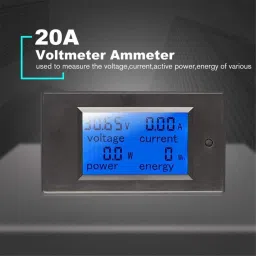 amicisense DC Energy Meter 4 in 1, 6.5V-100V 20A (2kW) Power Meter Digital Display with Blue Back Light Digital Voltage Tester image 2