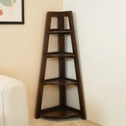 wooden street Severino Sheesham Wood Walnut Finish Open Book Shelf Multipurpose Corner Stand Solid Wood Open Book Shelf image 2