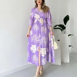 Women Fit and Flare Purple Midi/Calf Length Dress-image-22