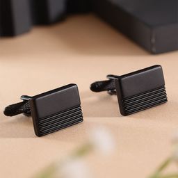 Alvaro Castagnino Metal Striped Rectangle Cufflink-29