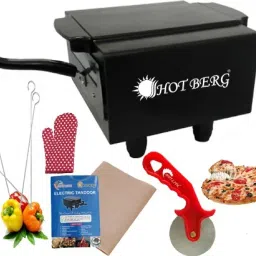 "14 Inches" 2000W Medium Electric tandoor with pizza cutter,recipe book,handloves,skewers,grill stand jali (Black) Electric Tandoor-picture-14