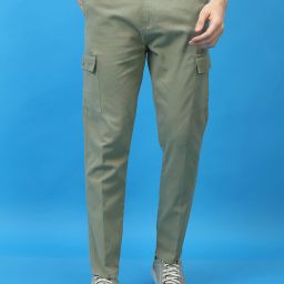 Men Regular Fit Green Pure Cotton Trousers-image-17