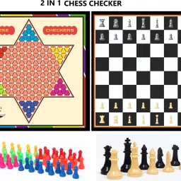 2 in 1 Wooden 12*12" Checker & Chess | Checker Token Chessmen | 32 cm Chess Board-18