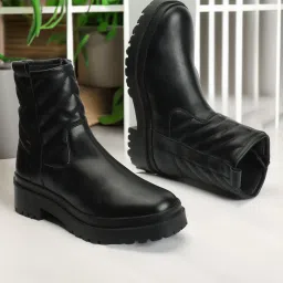 Women Black Solid Mid-Top Boots Boots For Women-image-80