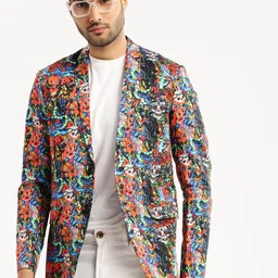 showoffff Men Printed Single Breasted Party Blazer-picture-7
