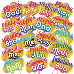 18 Indian Family Photo Booth Party Props, Baby Shower Party Props for Family Photo Booth Board-image-98