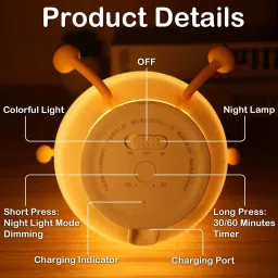 yiqelu Cute Pear Night Lamp for Kids, 7 Color Changing Silicone Nursery Night Light Table Lamp image 3