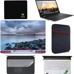 SDM 6 in 1 Combo - Laptop Skin Stickers, Screen card , Key Guard, Mouse Pad, Sleeve and Palmrest Skin for All 15.6 Inch Laptops || Notebooks Combo Set (nature image175 Combo Set-image-30