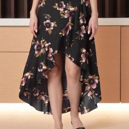Women Abstract A-line Black Skirt-image-51