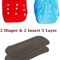 Reusable Baby Washable Adjustable Cloth button Diaper Nappies For Babies of Ages 0 to 2 years (2 Diaper and 2 Insert 5 Layer)-8