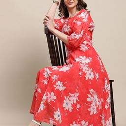 fabflee Women A-line Red Midi/Calf Length Dress-picture-2