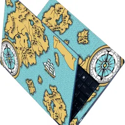 INDIA SHOPERS Full Body Laptop Skin For 14 to 15.6 inch Laptop - Boat Compass Cyan Shaded Map Self Adhesive Stretched Vinyl Laptop Decal 15.6-image-74
