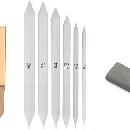Paper Blending Stump Set with Sand Paper and Kneadable Art Eraser Pencil-26